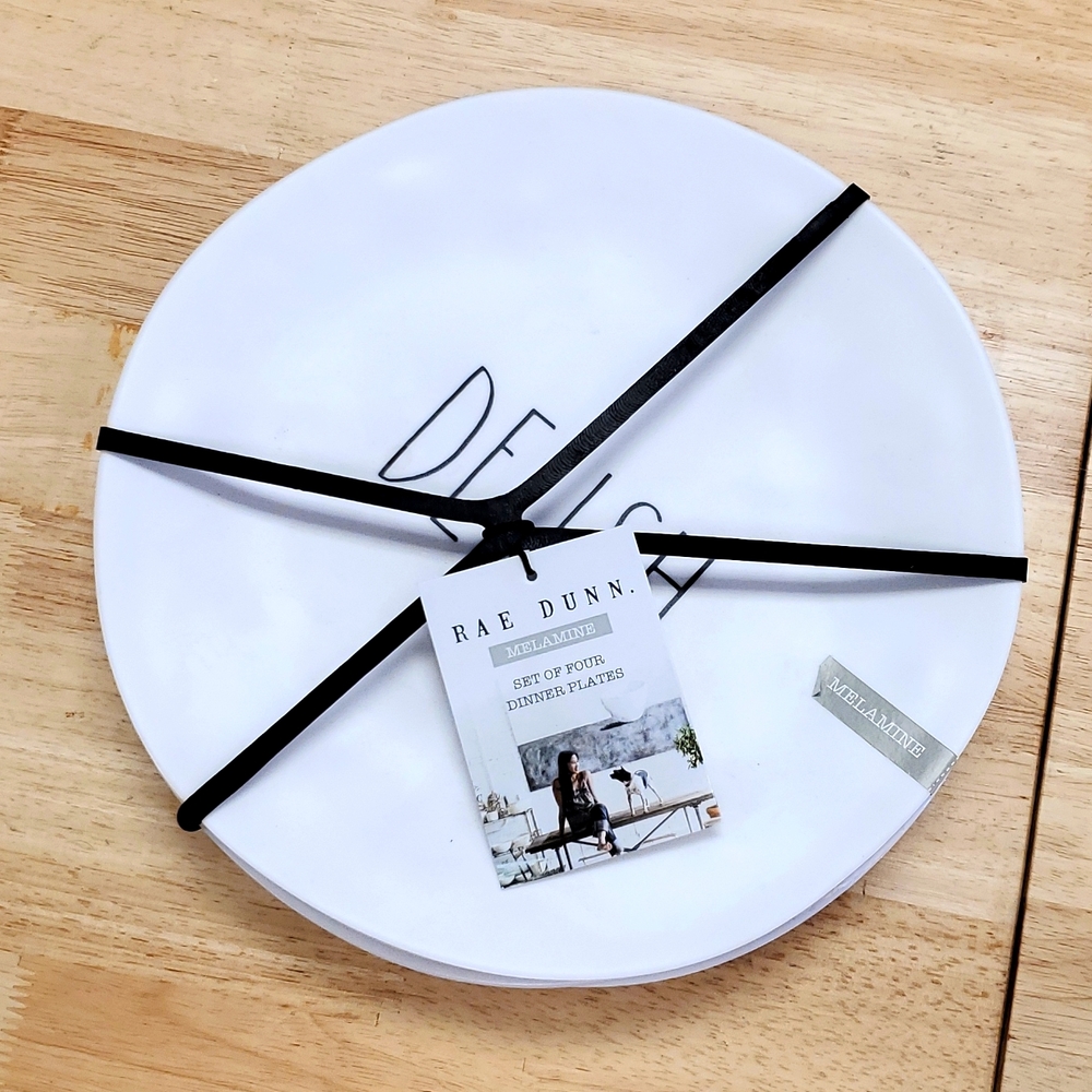 NWT Rae Dunn Melamine Dinner Plates, DELISH, Set of 4, 2020